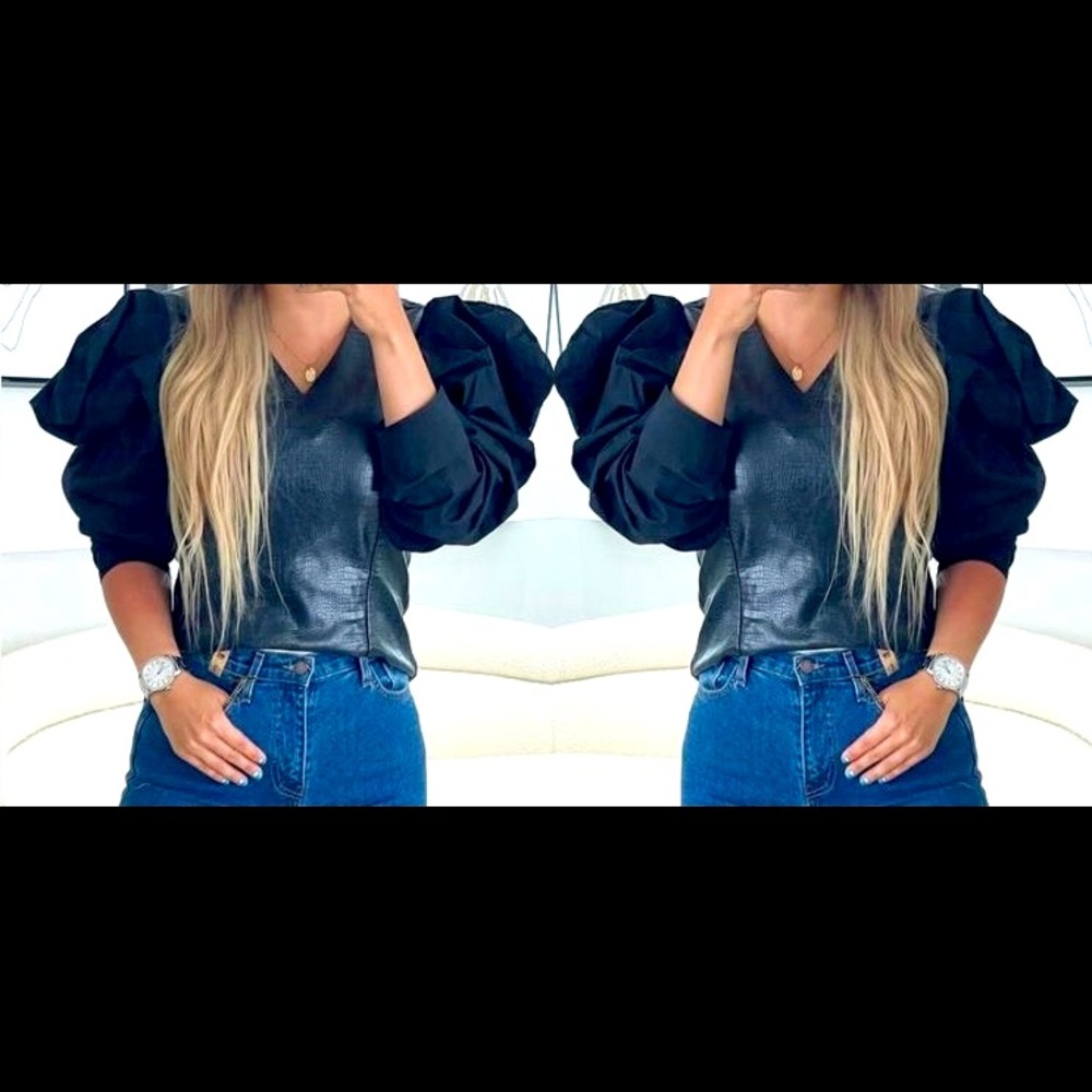Black leather bluse